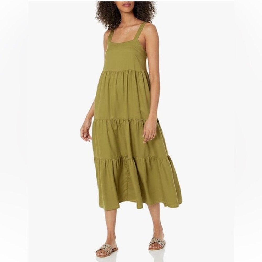 The Drop Britt Tiered Maxi Tent Dress Olive Oil
